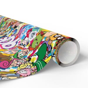 90s Cartoon Gift Wrap, Nostalgic Fine Art Paper, Matte or Glossy image 5