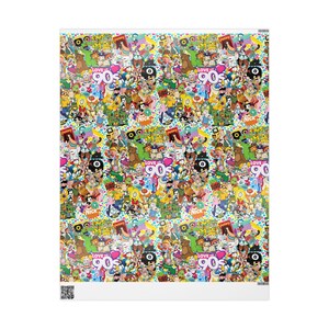 90s Cartoon Gift Wrap, Nostalgic Fine Art Paper, Matte or Glossy image 2