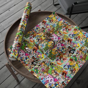 90s Cartoon Gift Wrap, Nostalgic Fine Art Paper, Matte or Glossy image 6