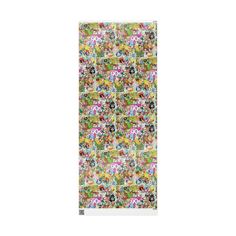 90s Cartoon Gift Wrap, Nostalgic Fine Art Paper, Matte or Glossy image 3