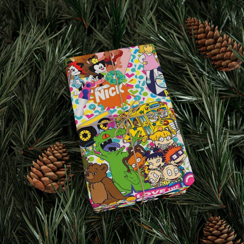90s Cartoon Gift Wrap, Nostalgic Fine Art Paper, Matte or Glossy image 7