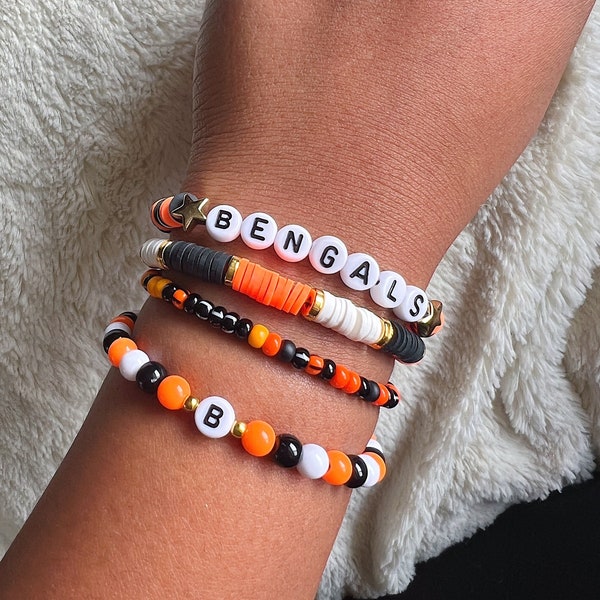 Cincinnati Bengals Beaded Bracelet Stack | Super Bowl 2023 | Who Dey | Cincy | Football | Stackable | Joe Burrow | Kids Bracelets