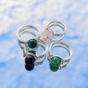 Wire Wrapped Round Crystal Ring