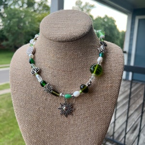 Cottagecore Fairy Beaded Sun Necklace | glass beads | beaded jewelry, y2k necklace, cottagecore necklace, fairy jewelry, boho jewelry