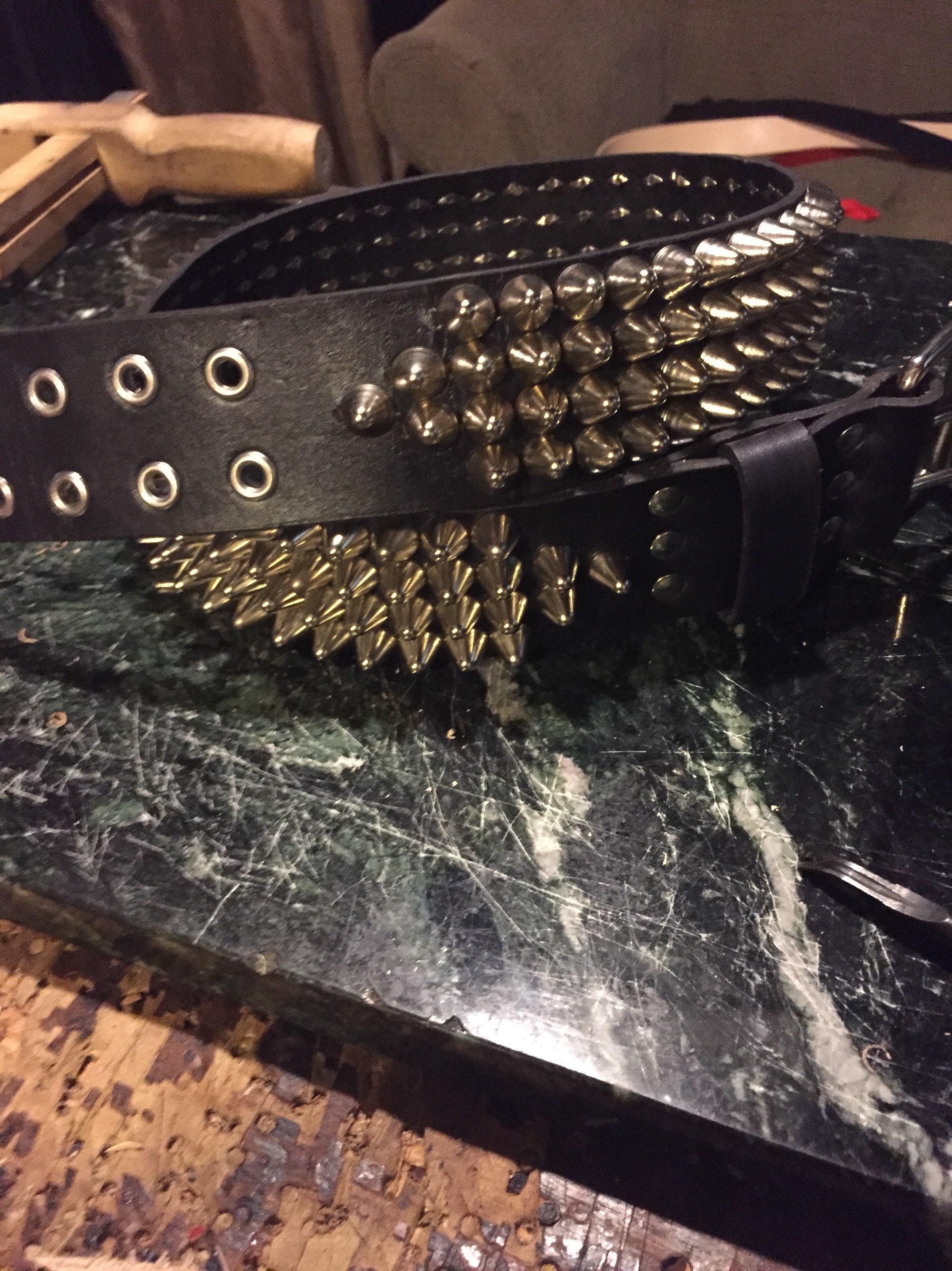 4 row tall cone studded belt Etsy