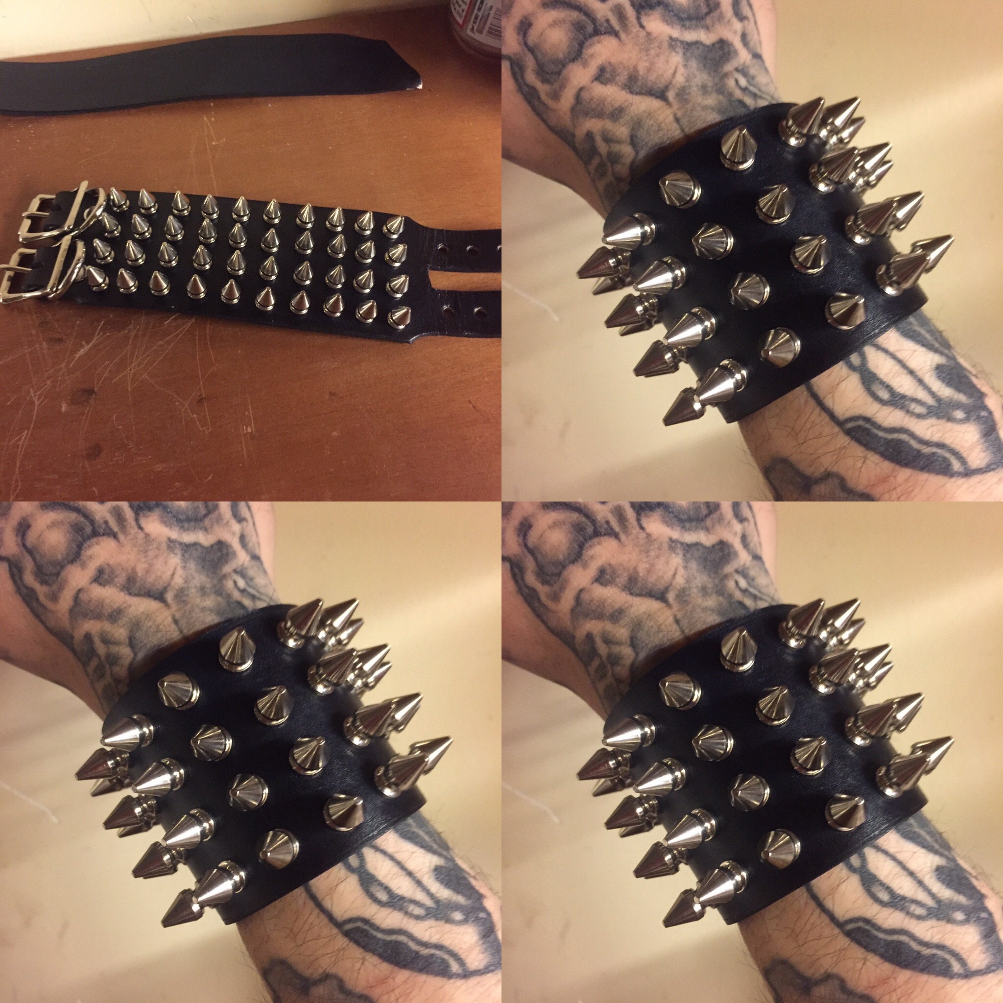 Sanfenly Punk Studded Bracelets for Men Women Faux Black Goth Leather  Bracelets Spike Skull Hand Rivet Chain Cuff Bracelets Adjustable Gothic Emo