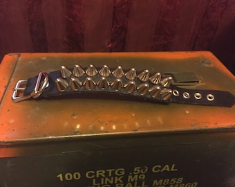 Two row tall cone punk bracelet
