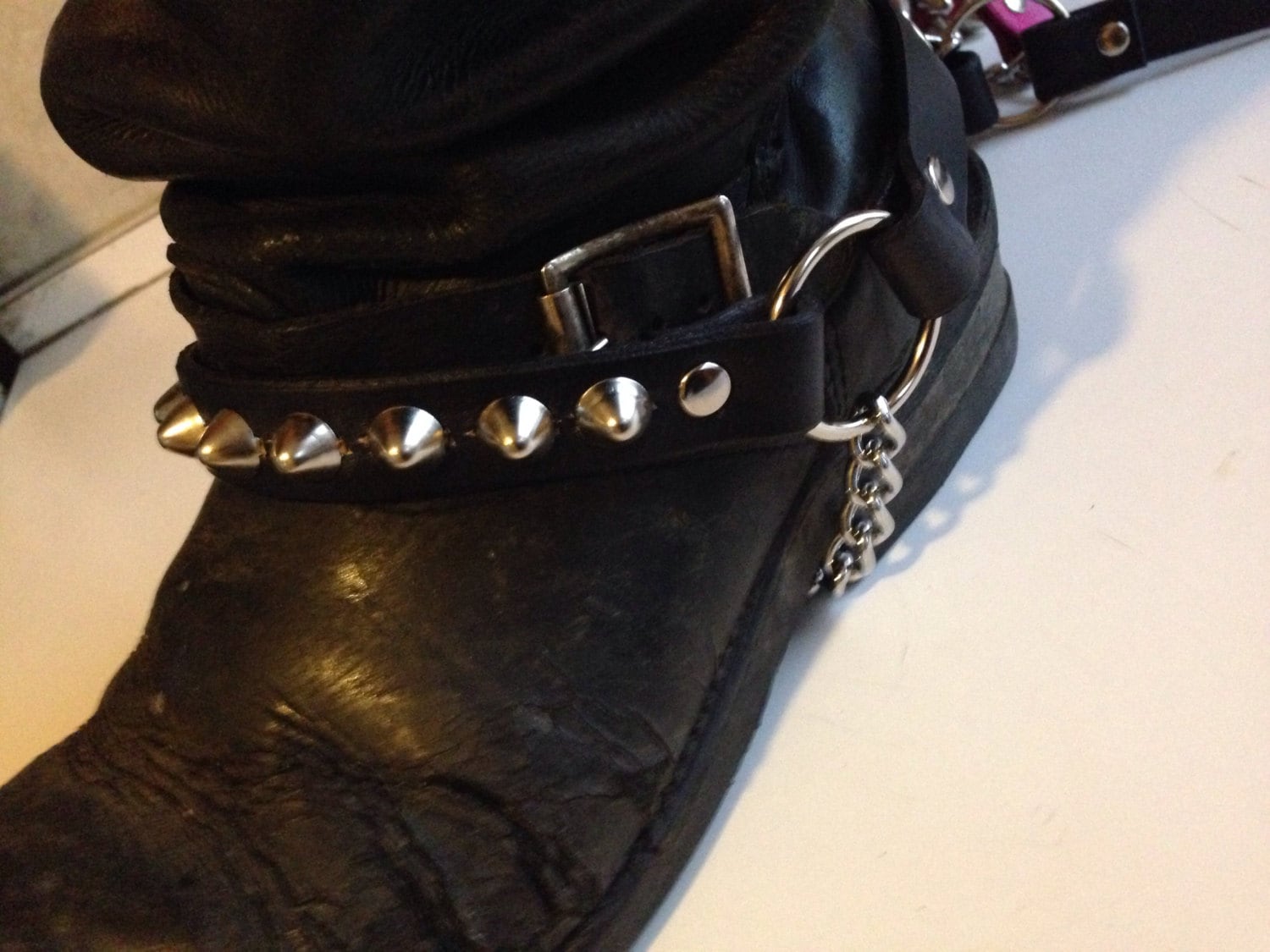 One-row Cone Studded Leather Bootstrap | SEXMAN LEATHER - Etsy
