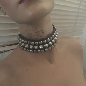 Old school biker style studded leather choker