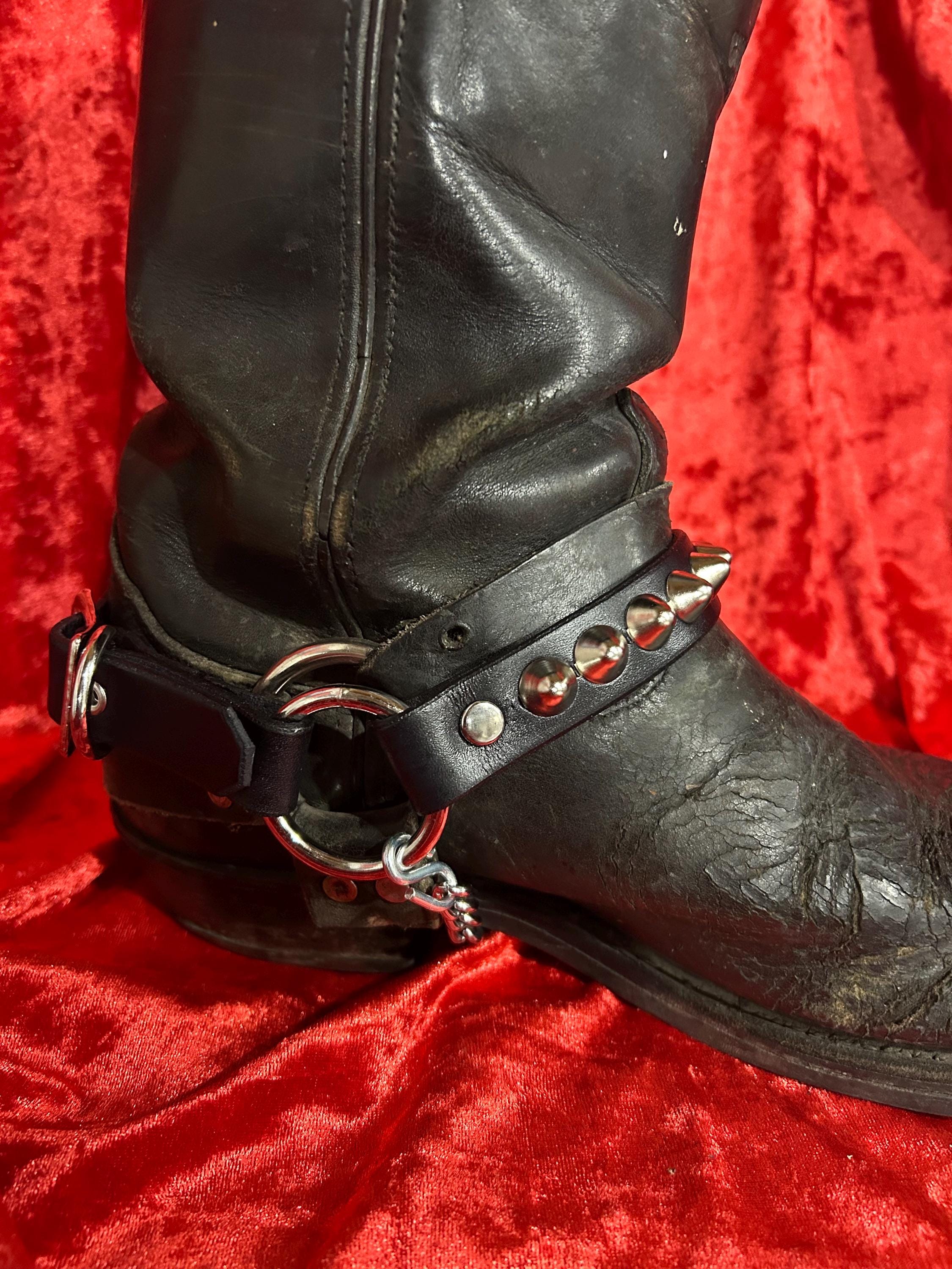 One-row Cone Studded Leather Bootstrap | SEXMAN LEATHER - Etsy