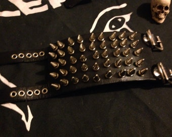 Heavy duty spiked leather cuff