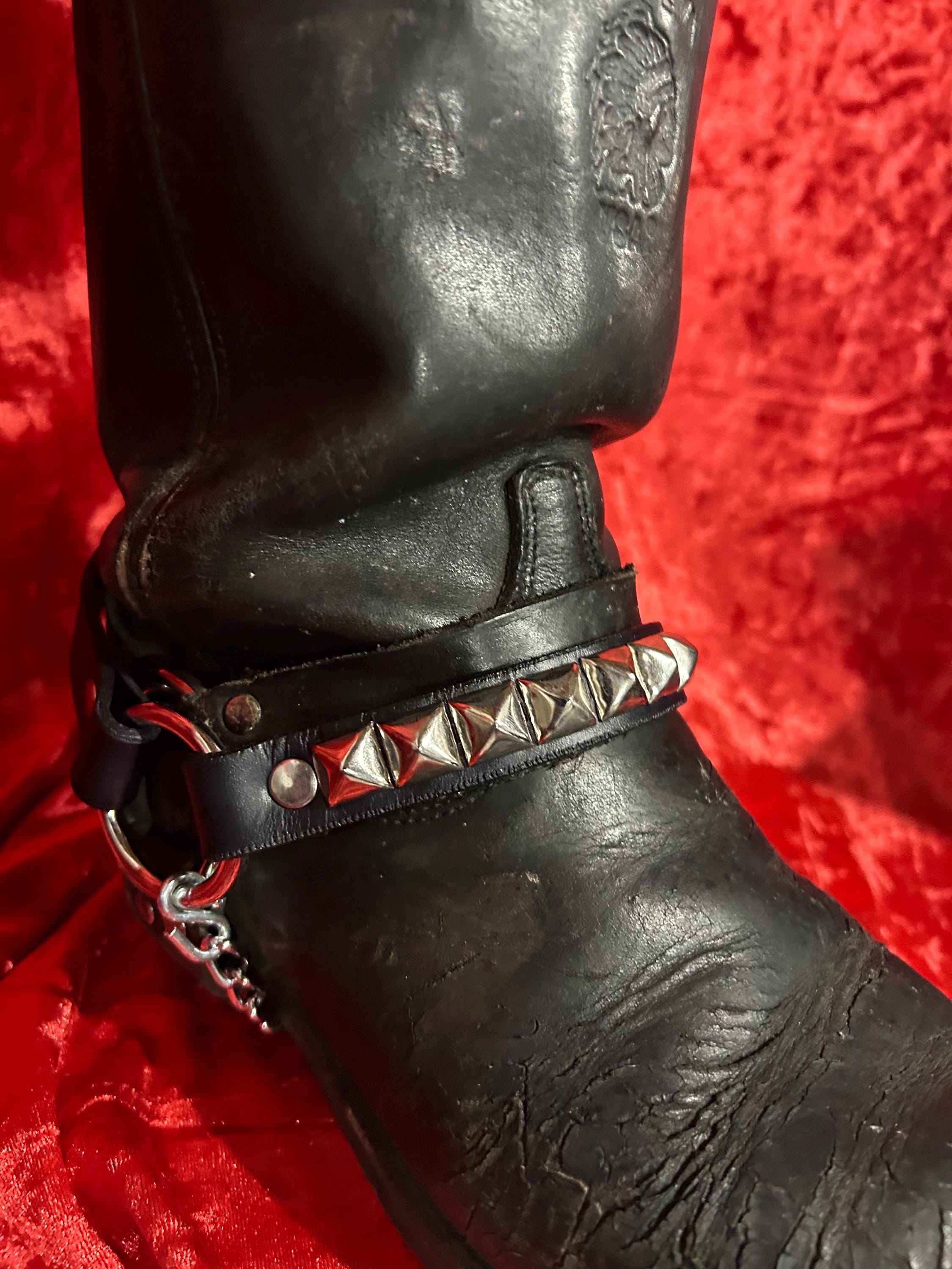 ワンローピラミッドスタッズレザーブーツストラップ | SEXMAN LEATHER