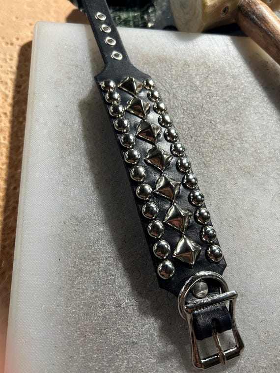 Renagade Cuff | SEXMAN LEATHER Leather Cuff With Small Dome Studs and Pyramid Studs