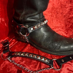 One-Row Pyramid Studded Leather Bootstraps (pair) | SEXMAN LEATHER