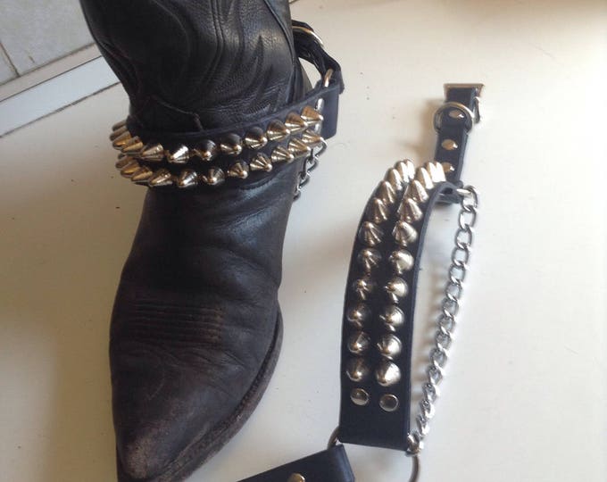 Pair of Tall Cone Two Row Studded Bootstraps - Etsy