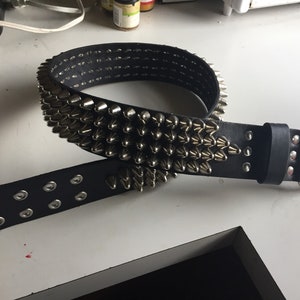 Four-Row Tall Cone Studded Leather Belt | SEXMAN LEATHER