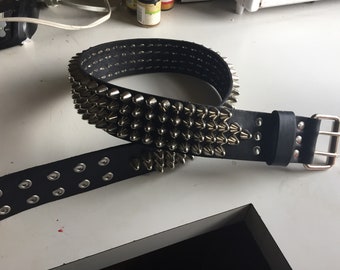 Four-Row Tall Cone Studded Leather Belt | SEXMAN LEATHER