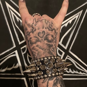 Impaler Cuff | SEXMAN LEATHER spiked & dome studded leather cuff