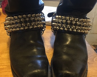 Botas de cuero con tachuelas de cono alto de cuatro filas (par) / SEXMAN LEATHER