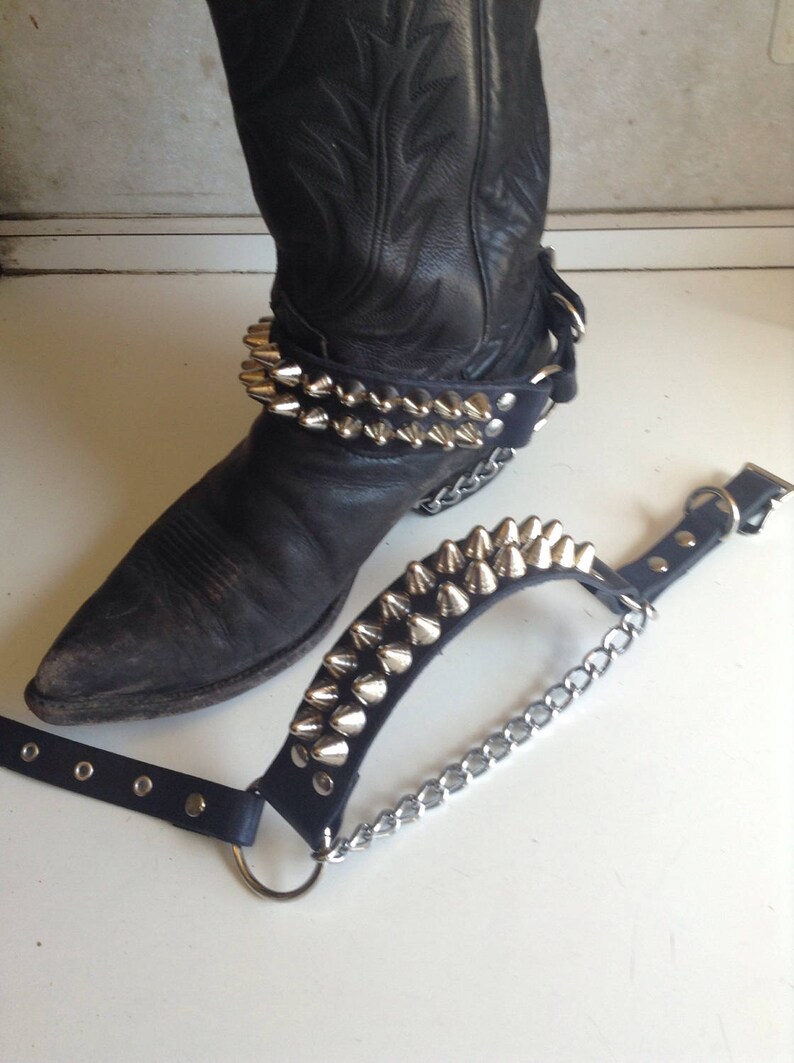 Pair of tall cone two row studded bootstraps | Etsy