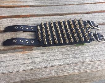 Six-Row Spiked Leather Cuff | SEXMAN LEATHER