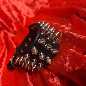 Three Row Spiked Leather Cuff | SEXMAN LEATHER