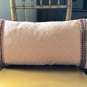 Coral Matelasse Lumbar Pillow Cover with Trim