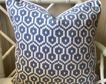 Geometric Blue Periwinkle Decorative Accent Throw Pillow Cover