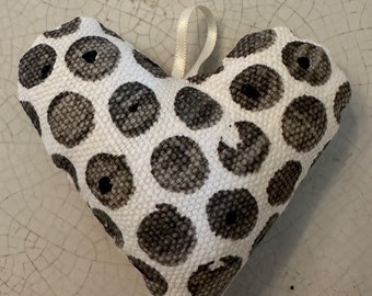 Tiny Heart Ornament, made with  Cotton Fabric