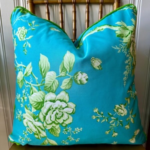 Ralph Lauren Floral Turquoise Decorative Throw Pillow Cover