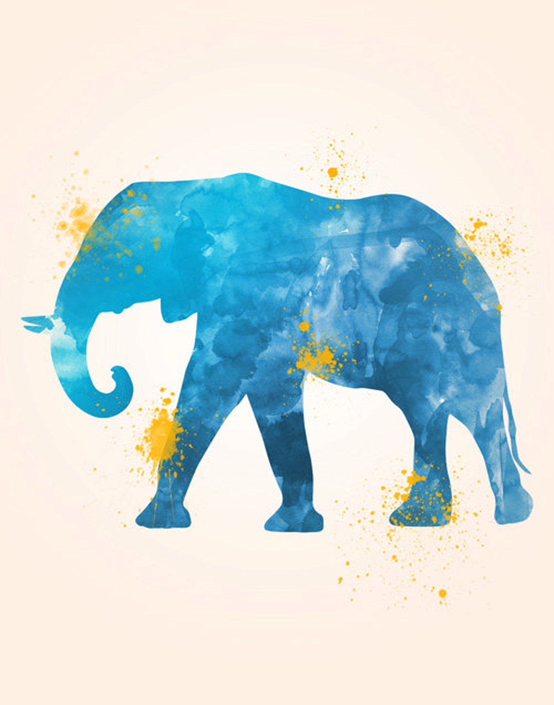 Nursery Art Canvas Blue Safari Animal Prints Watercolor Painting Set of