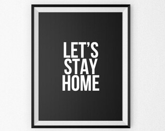 Happy Print - Happy Poster - Happy Canvas - Giclee Print - Wall Art - Quote Poster - Let's Stay Home