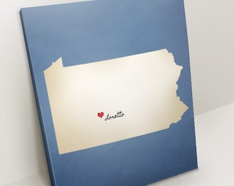 Personalized State Canvas - Love - Anniversary - Family - Wall Art - Marriage - Custom Wall Art - Meeting Place - Any City & State