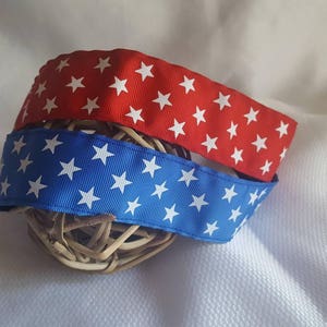NonSlip Headband USA America Star Print  1.5&quot;wide Blue or Red White Stars 4thofJuly MemorialDay Holiday PresidentsDay IndependenceDay Sports