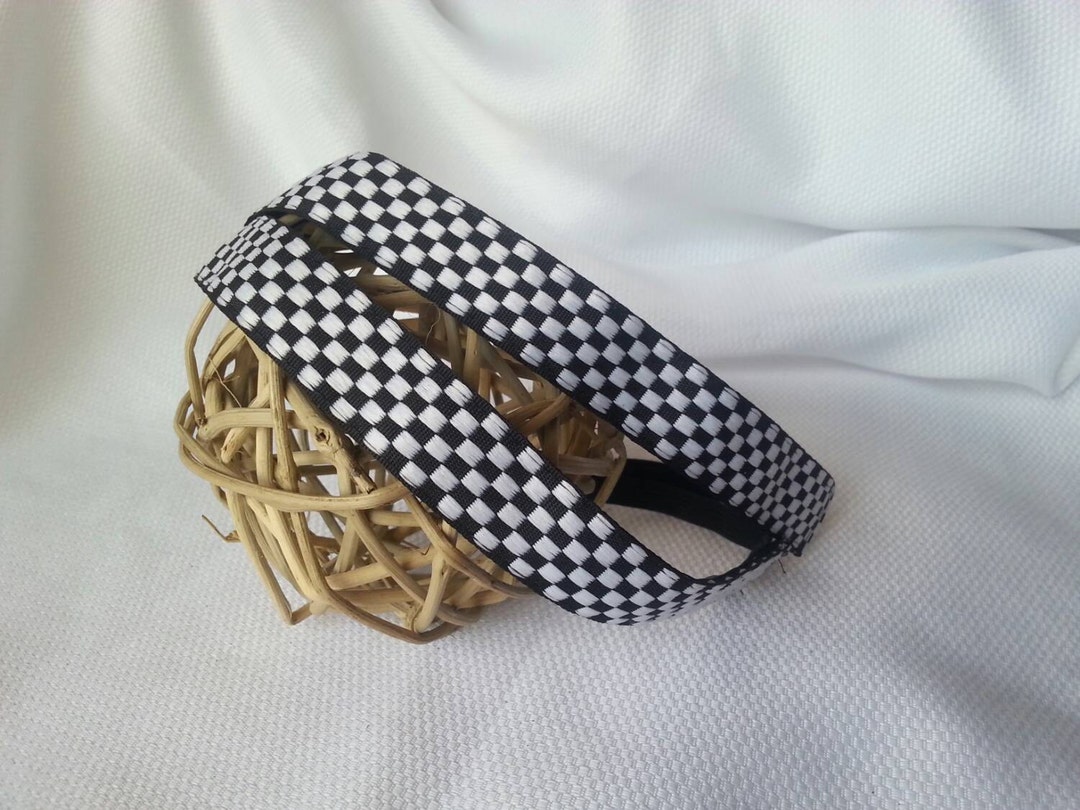 Non Slip Headbands Checkered Board Black White Pattern Print 