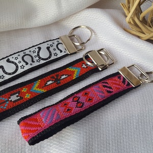 Key Fob Wristlet KeyChain Converse|Cowboy/Cowgirl Boot|Moustache|Horseshoe|Ruby Red Slippers|Aztec Tribal Boho| Cherry| Cloud Prints