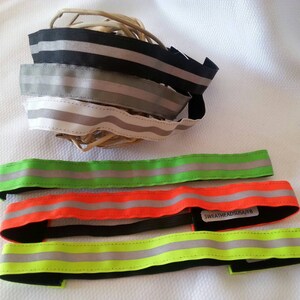 Non Slip Reflective Headbands  7/8" Wide (Set of 2) Visible Safety 1st Running Hiking Walking Sporty Hairwear Athletic Neon colors