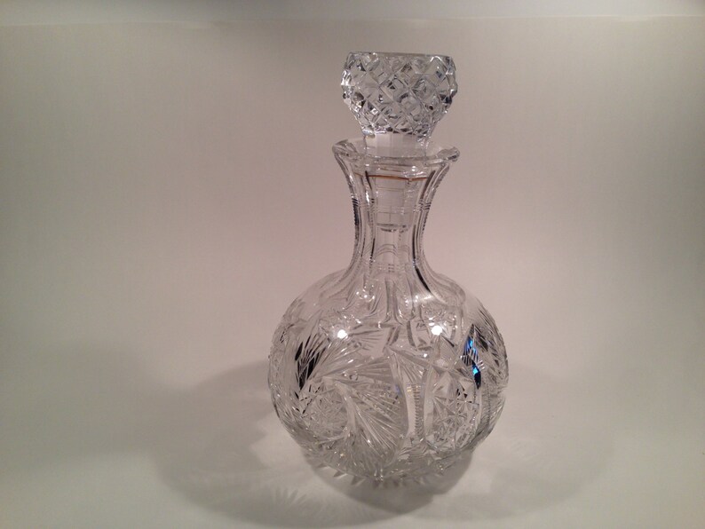 Vintage Czech Lead Crystal Decanter With Diamond Windmill Etsy