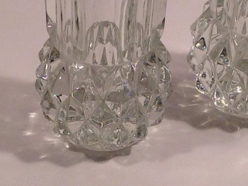 Vintage Diamond Cut Crystal Salt And Pepper Shakers Circa 1940/'s-1950/'s #226