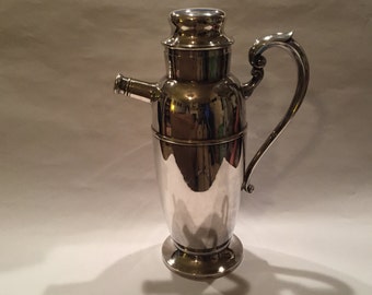 Vintage Silver Cocktail Shaker With Handle From The 1950's #299