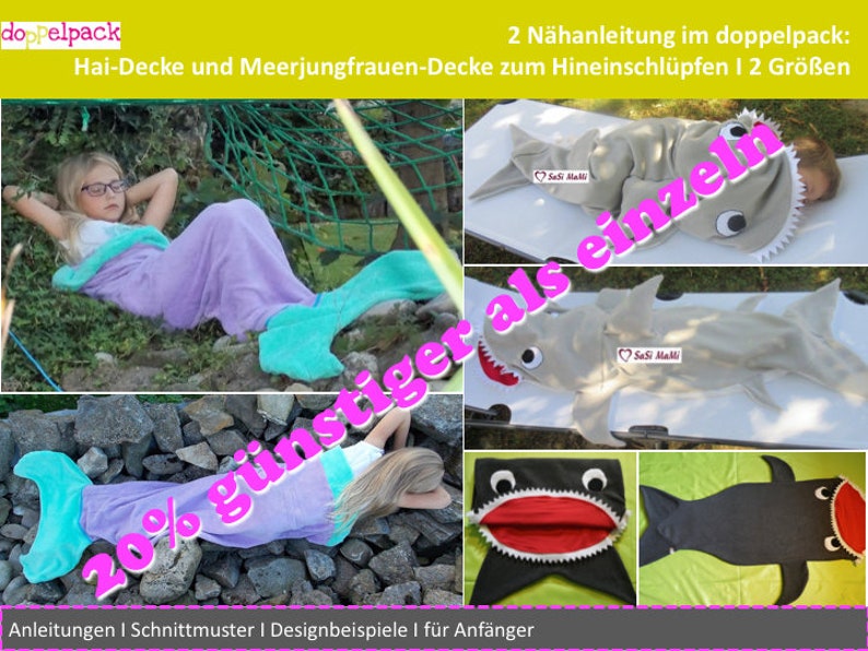 Hai und Meerjungfrauen Decke, zwei Nähanleitungen Bild 2