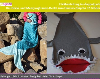 Shark and mermaid blanket, two sewing instructions