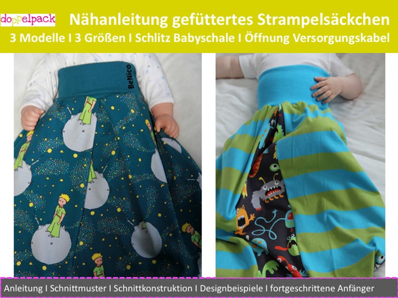 Strampelsäcken Nähanleitung, Pucksack, mit Schlitz für Babyschale Bild 2