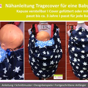 Tragecover, Kapuze verstellbar, Nähanleitung, Regenschutz Babytrage Bild 2