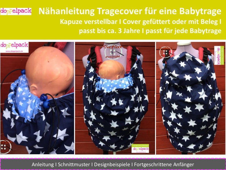 Tragecover, Kapuze verstellbar, Nähanleitung, Regenschutz Babytrage Bild 2