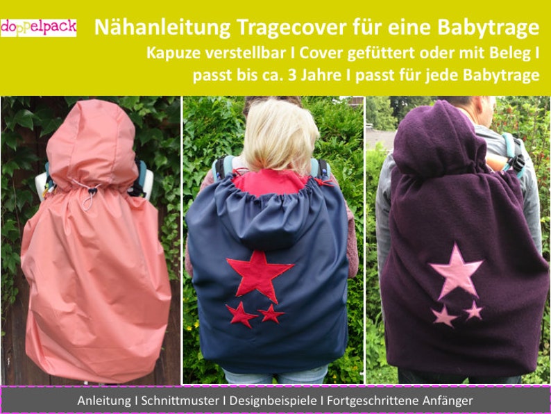 Tragecover, Kapuze verstellbar, Nähanleitung, Regenschutz Babytrage Bild 1