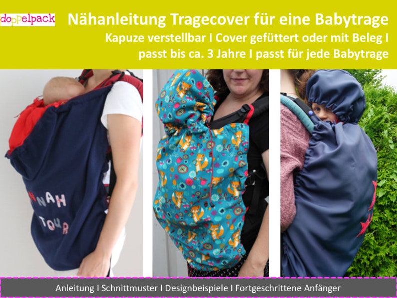 Tragecover, Kapuze verstellbar, Nähanleitung, Regenschutz Babytrage Bild 4