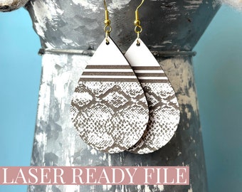 Kolczyki łezki ze skóry węża TYLKO PLIK CYFROWY - laser, tęcza, Glowforge, wektor, drewno, akryl, łza, biżuteria, kolczyk