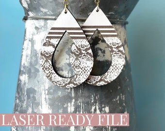 Kolczyki w kształcie łezki ze skóry węża TYLKO PLIK CYFROWY - zawieszka do samochodu, laser, tęcza, Glowforge, wektor, drewno, akryl, zawieszka lustrzana, łza, biżuteria