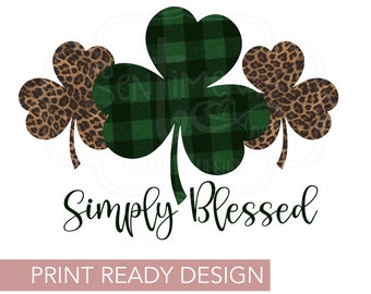 Po prostu błogosławiony Dzień Świętego Patryka Sublimacja Projekt Christian Koniczyna Pantera Gepard Zielona Krata